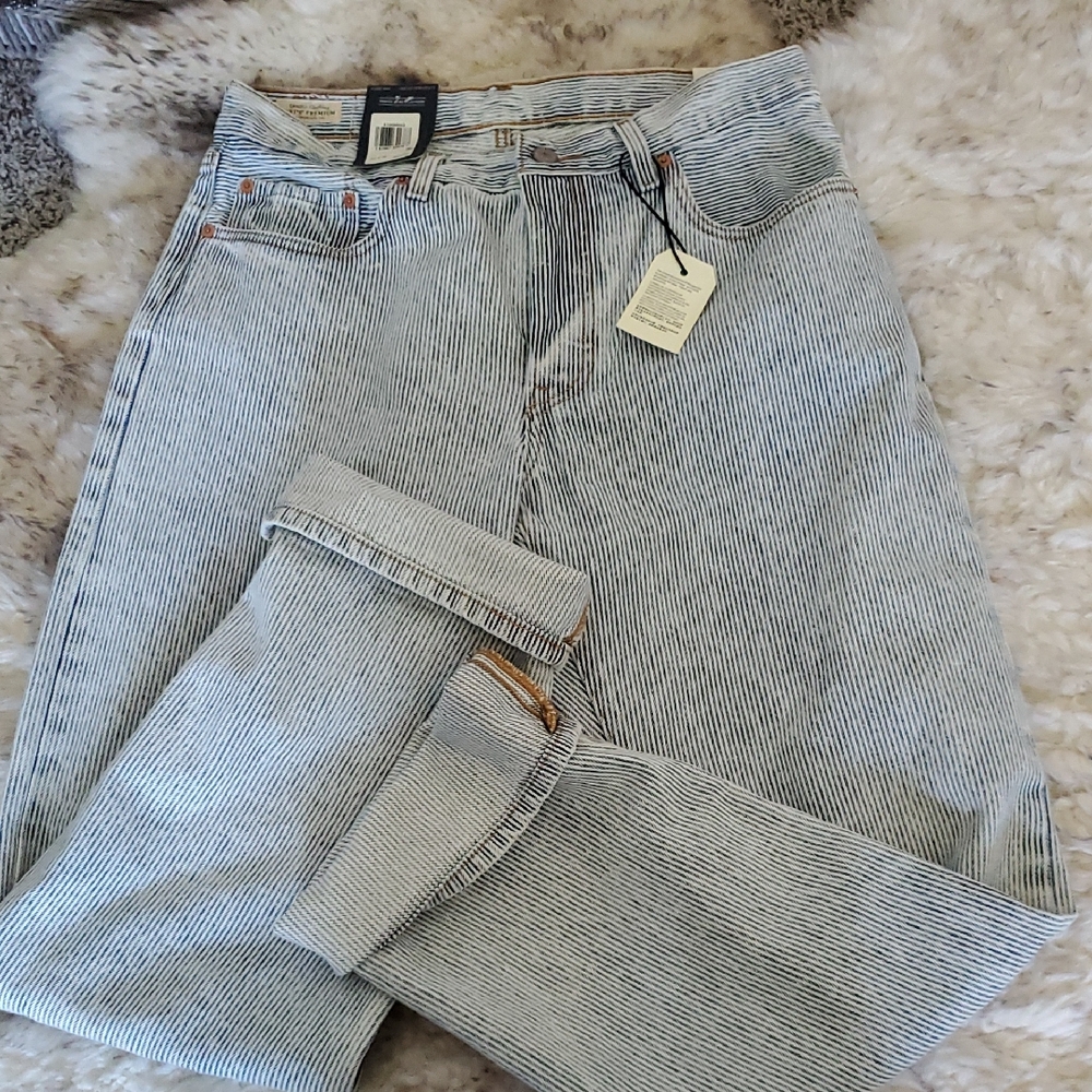 Levi's Women's Blue Striped Jeans Overalls